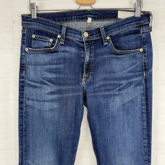 rag & bone Stiletto Boot Cut Jeans Women 31 Low Rise Bishop Blue Medium Wash Y2K - Picture 3 of 16